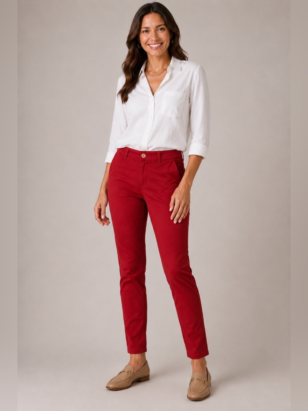 Nautica Red lightweight Jeans size 10 Skinny, Mid Rise